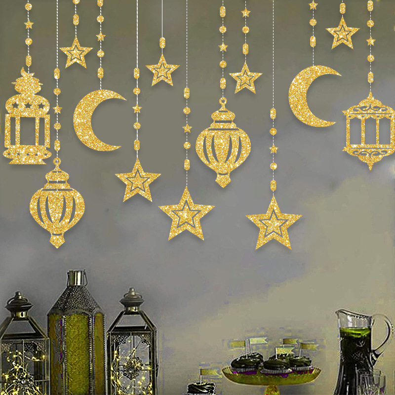 New Cross-border Middle East Festival Lent Party Decoration Stars and Moon Hanging Ornaments Moon Festival Atmosphere Arrangement Flower Hanging Ornaments
