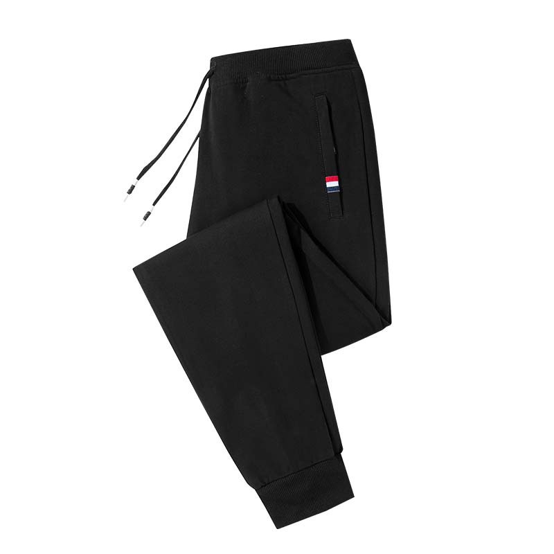 Spring and Autumn Mid-Waist Solid Color Casual Youth Cotton Grey High Elastic Waistband-Free Trousers Loose Nipped Trousers
