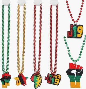 Amazon cross-border electroplated bead chain, American June festival theme party necklace, black history day holiday dress