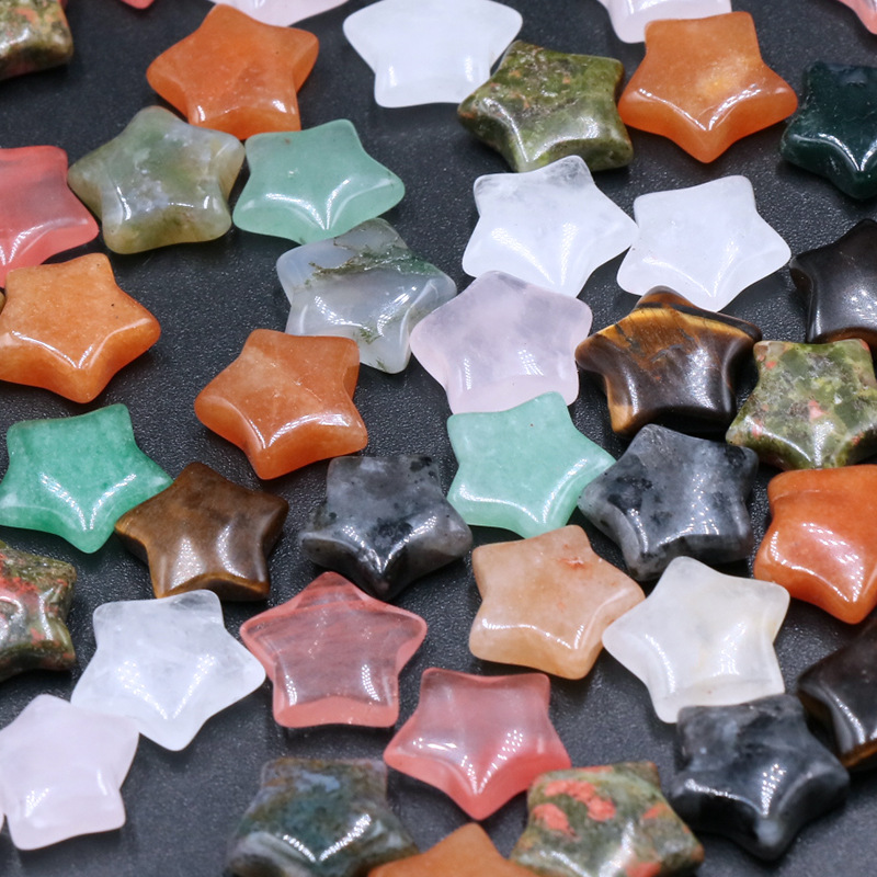 Natural Crystal Semi-Precious Stone 15mm Mini Pentagon Star DIY Phone Case Beauty Hair Pin Star Material