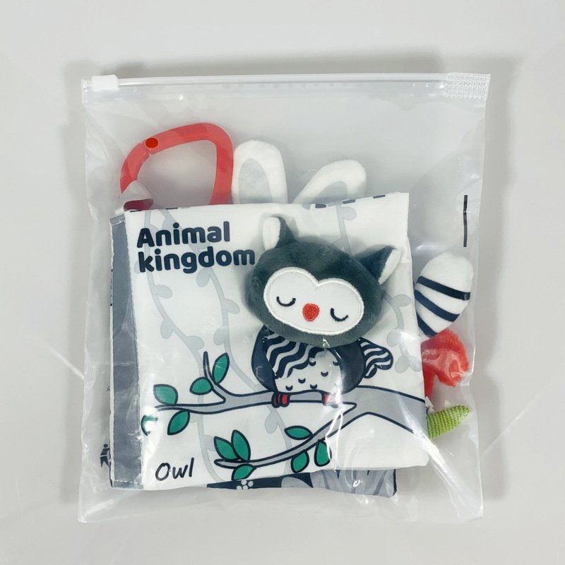 TOLOLO Baby Early Childhood Education Tail Cloth Book Visual Inspire Toy Enlightenment Tear Not Rid Cartoon Black and White Red Cloth Book