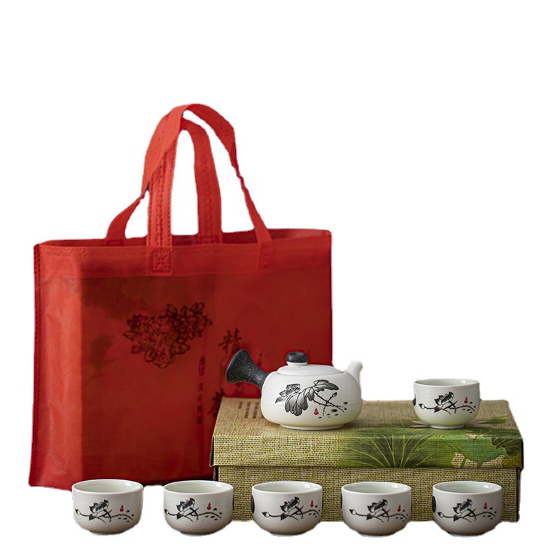 Complete set of teacup snowflake glaze tea set kung fu tea set ceramic gift teapot Dehua wholesale portable creative small