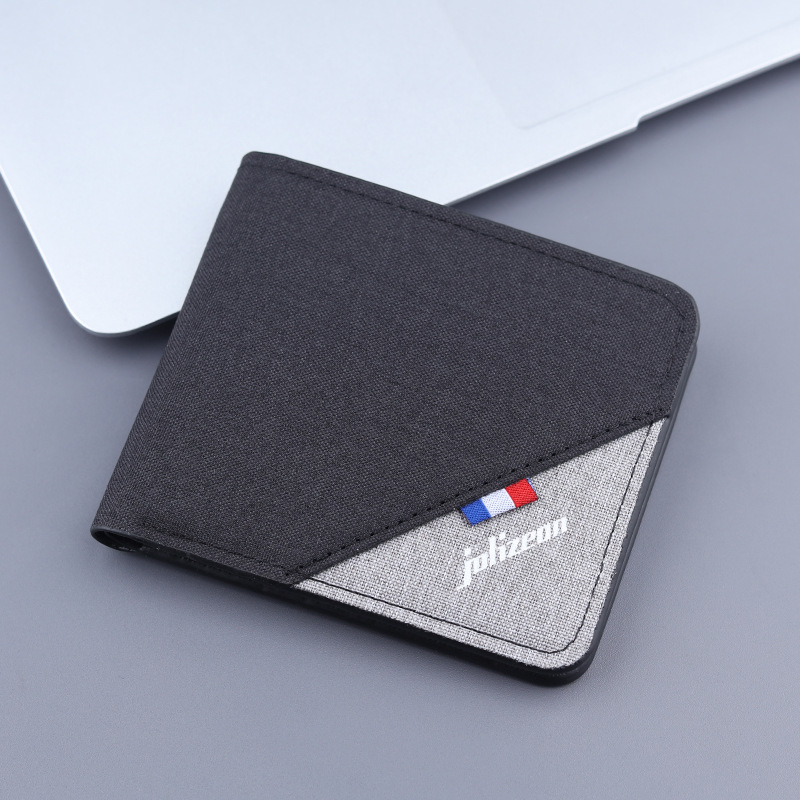 Men's short canvas wallet wholesale men's small wallet men's wallet men's thin cloth wallet card bag factory spot