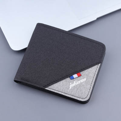 Men's short canvas wallet wholesale men's small wallet men's wallet men's thin cloth wallet card bag factory spot