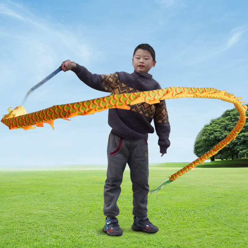 Dragon throwing dragon diabolo Dragon colorful dragon children's dragon dancing ribbon fitness dragon props Dragon Playing Dragon middle-aged and elderly square ribbon hand throwing dragon
