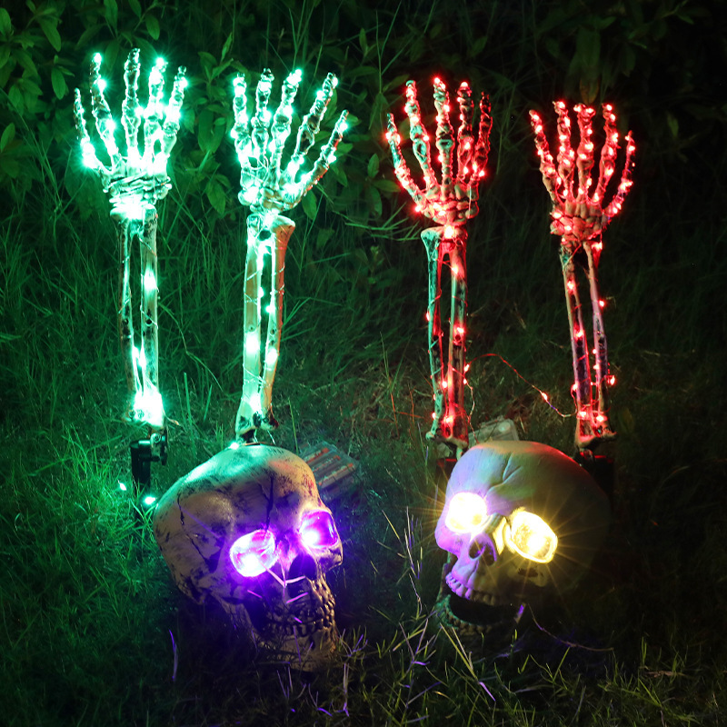 ハロウィーン装飾頭蓋手ハロウィーン花園装飾道具led発光鬼手頭蓋手ランプ|undefined