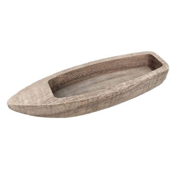 Bonsai pool wooden boat model wooden log toy canoe drainable wooden wood boat