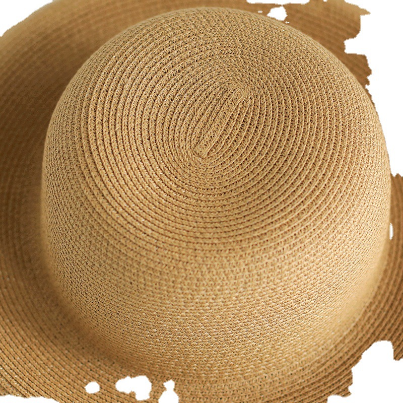 Straw hat women's summer big brim travel sunscreen Hepburn wind sun hat holiday beach hat foldable hat women