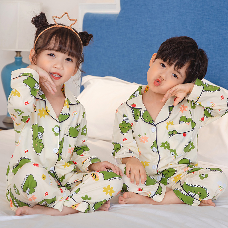 New children's pajamas boys and girls long-sleeved spring and autumn cartoon boys and girls baby middle and big children home wear suit