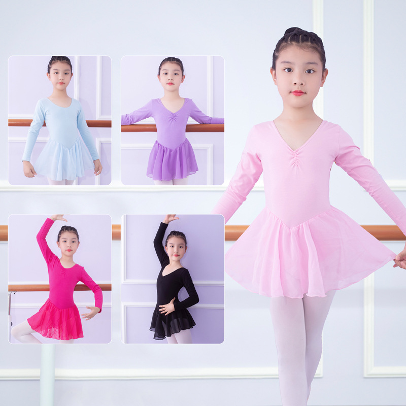 Children's Dancing Clothes Training Clothes Girls' Long-sleeved Autumn Chinese Dance Examination Clothes Ballet Skirt Girls' One-piece Suit