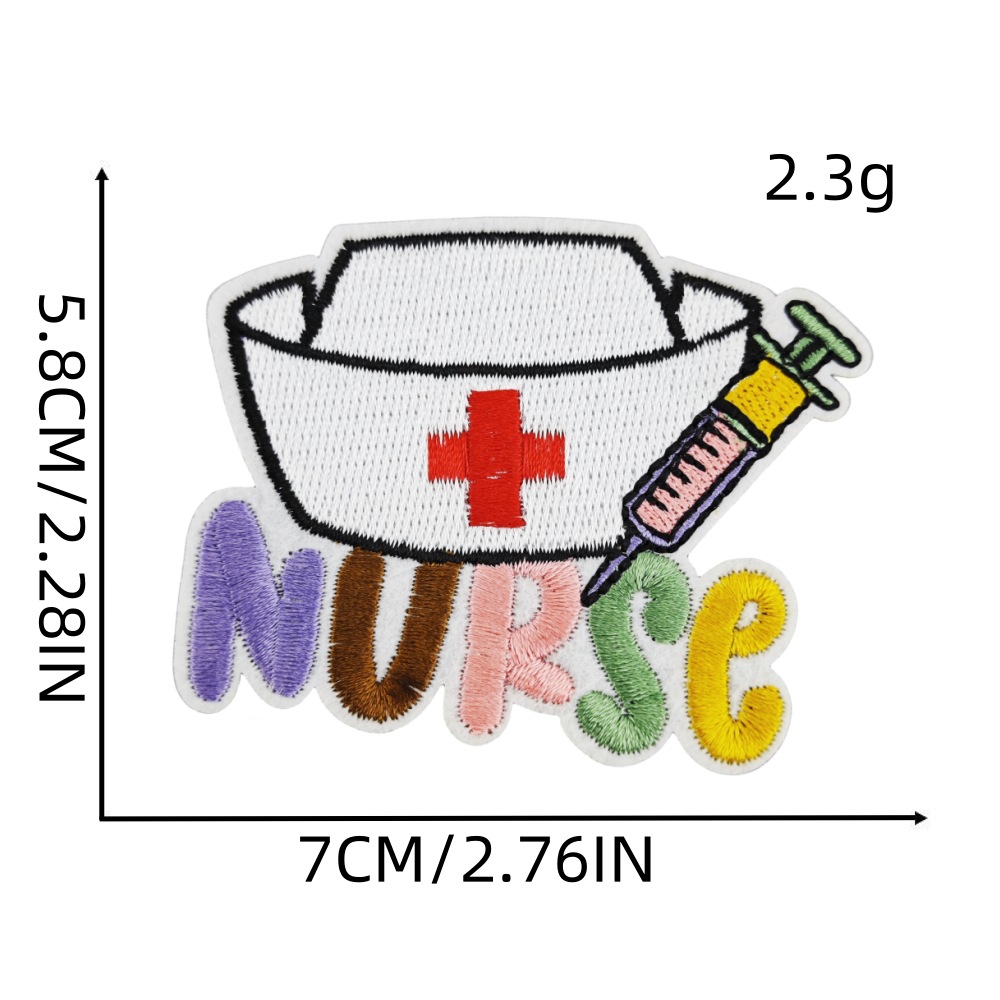 New Pink Nurse Cloth Stickers Cartoon Love Embroidery Stickers Stethoscope Patch Stickers Computer Embroidery Stickers