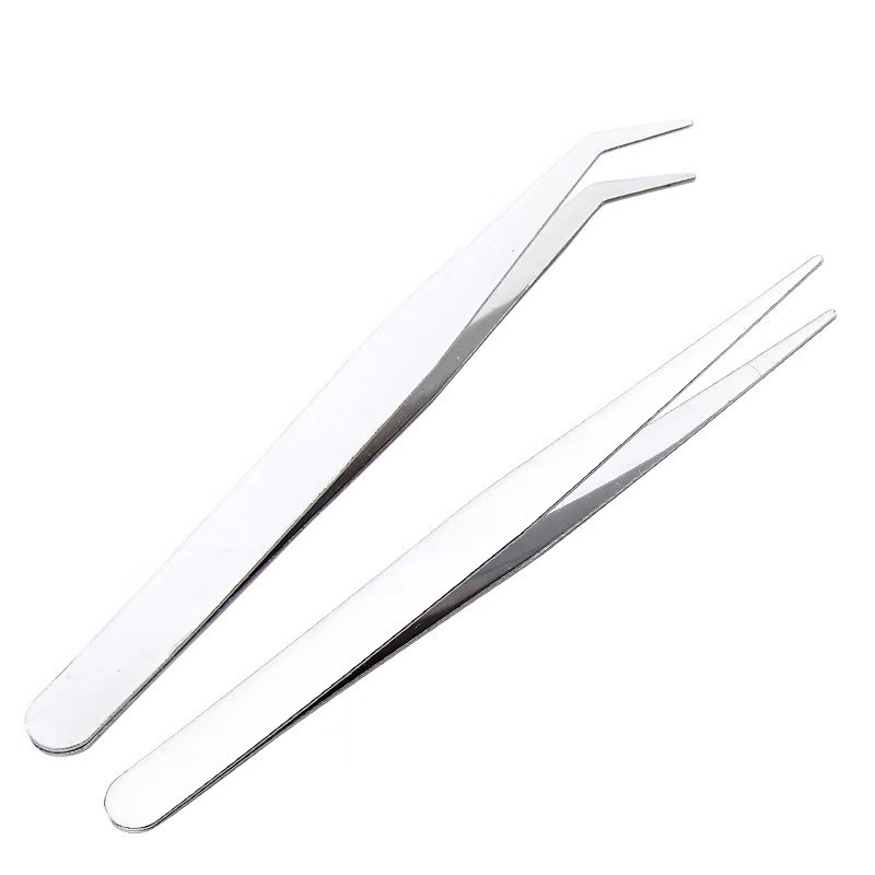 Stainless steel tweezers hand account bird's nest peach hair nail straight elbow hardware tools mobile phone repair group manufacturers supply
