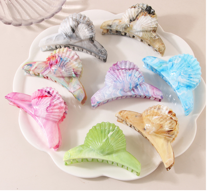 Grenzüberschreitender neuer ABS-Essigsäureschalen-Greifclip Hochwertiger Nischen-Marmor-Rückenkopf-Haifischclip-Kopfbedeckung_voghion.com