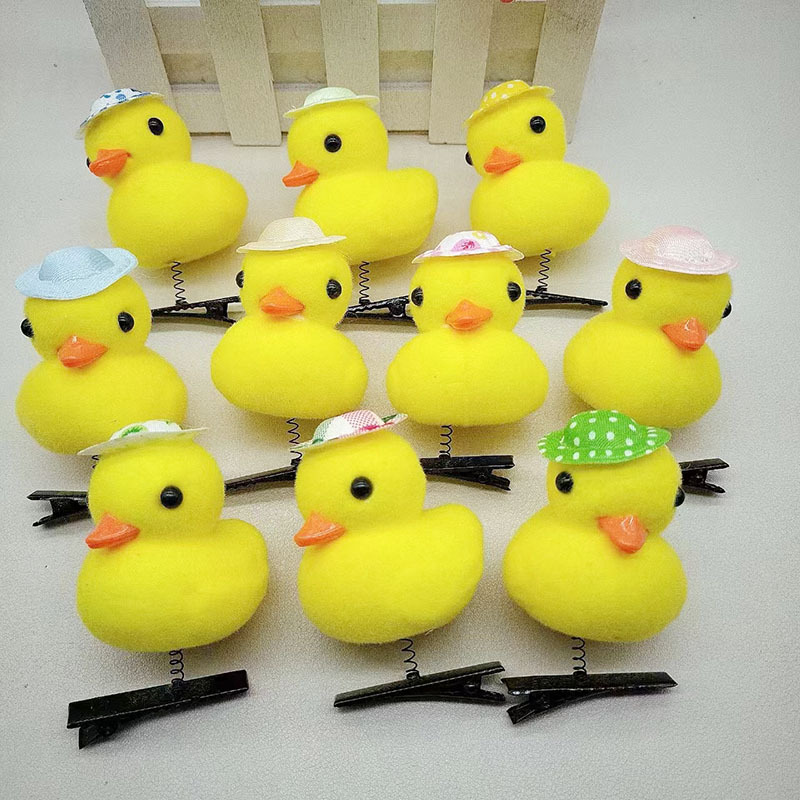 New Internet Celebrant Selling Cute Yellow Duck Hairpin Duck Headwear Children's Three-dimensional Spring Headwear Toy Stall Gift Love_voghion.com
