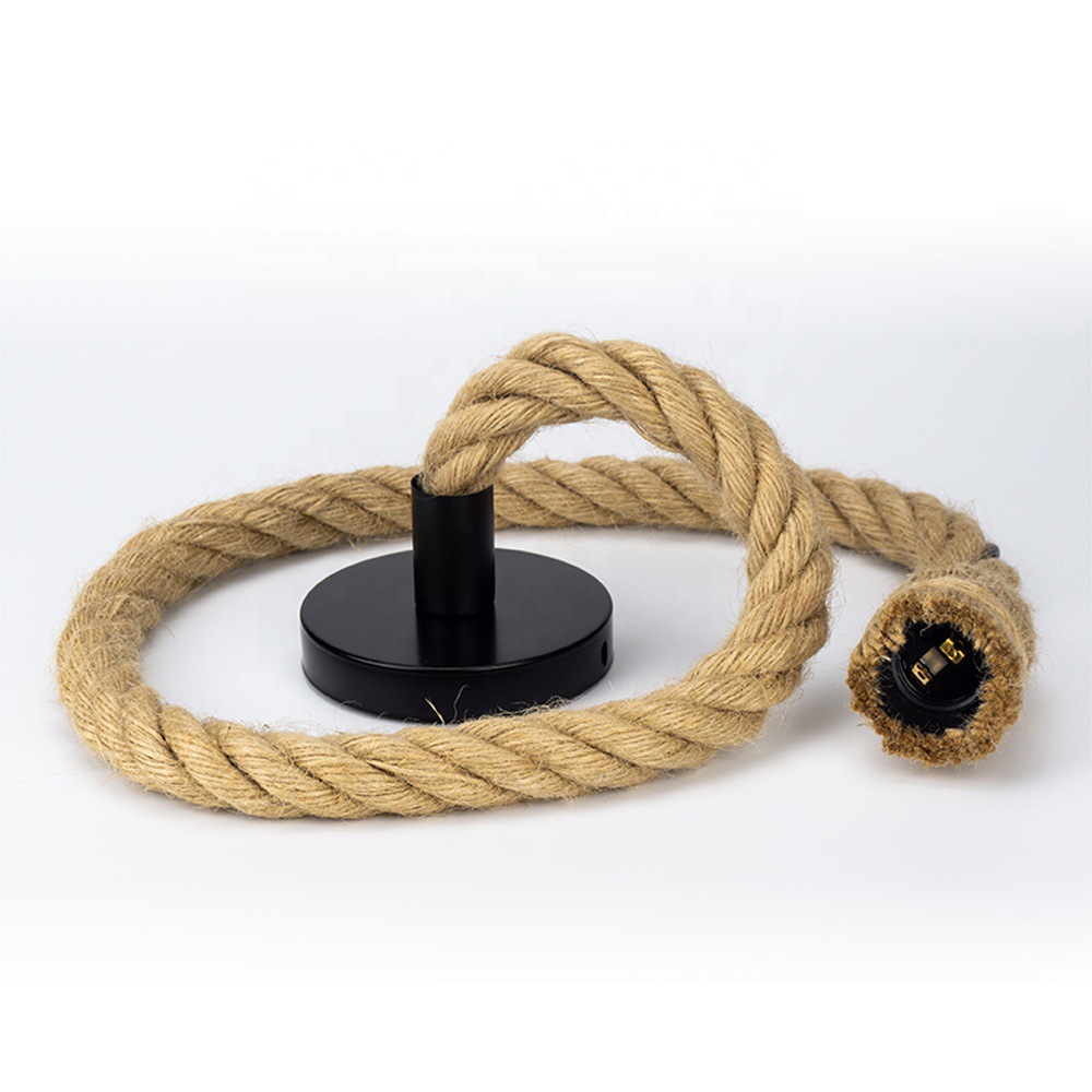 Vintage hemp rope lamp head hanging line Industrial style E27 screw base lamp head for restaurant and cafe decoration 