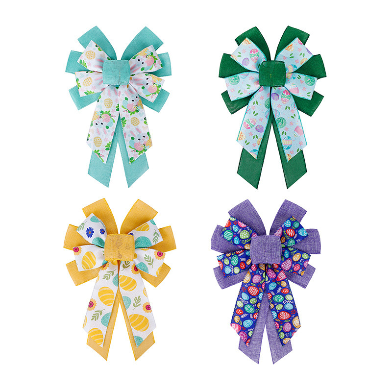 Simea Bow Easter Decorative Imitation Hemp Wire Edge Ribbon Rabbit Egg Holiday Wreath Accessories Decorations