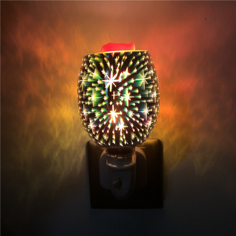 New 3D Glass Starry Cylinder Scented Lamp European Style Home Fragrance Melting Wax Lamp Air Purifier Flameless Scented Night Lamp
