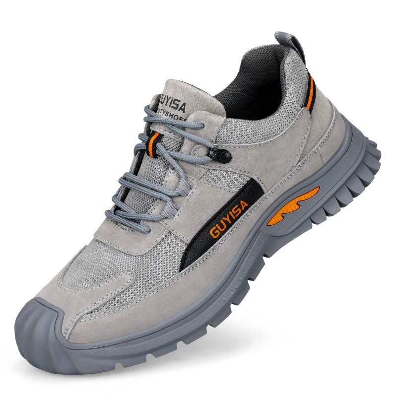 Wear-resistant labor protection shoes four seasons men's anti-smashing anti-piercing steel toe-wrap comfortable soft bottom safety shoes site protective shoes wholesale