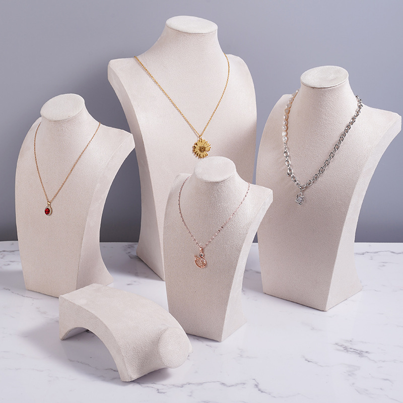 Flannel Necklace Display Rack for Human Model Jewelry Rack Necklace Neck Mold Counter Display Props Necklace Rack