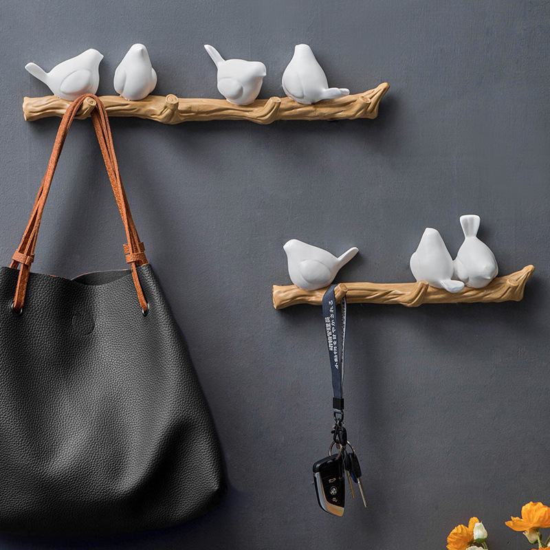 Cross-border Nordic bird hook wall punch-free fitting room clothes hook home door hook decorative wall hanging