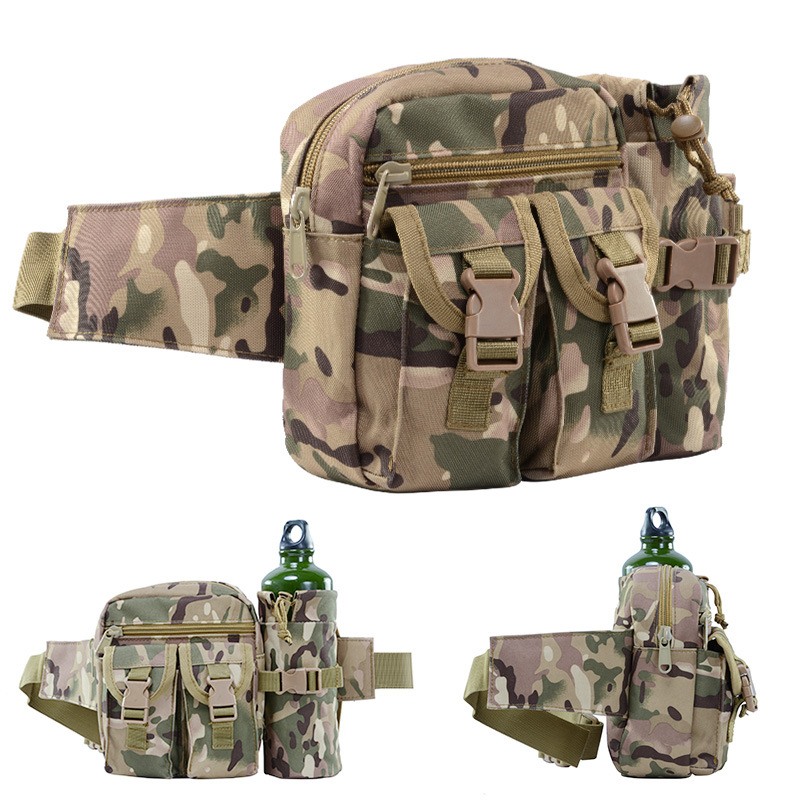 Wholesale canvas camouflage fishing multi-functional Luya kettle bag construction site work sports outdoor tactical men's waist bag