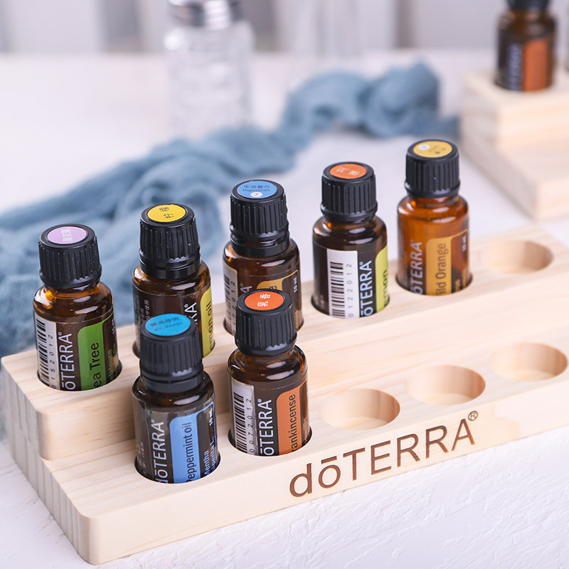 Double layer essence oil bottle display rack pine 11 15ml dotley essence oil bottle storage rack can be printed LOGO