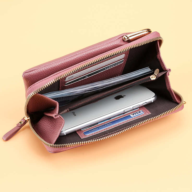 2022 factory direct new ladies mobile phone bag Korean fashion litchi pattern solid color diagonal shoulder small bag wallet