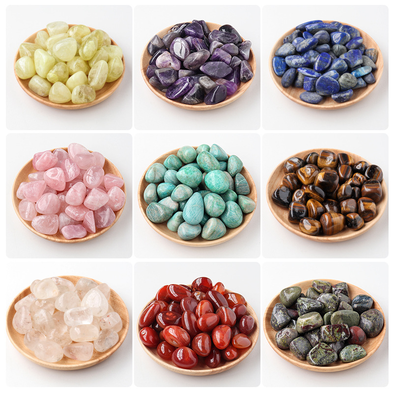 Crystal large particle polished Rolling Stone pink crystal amethyst Tiger Eye Stone Dongling Jade Crystal original stone fragrant stone decoration