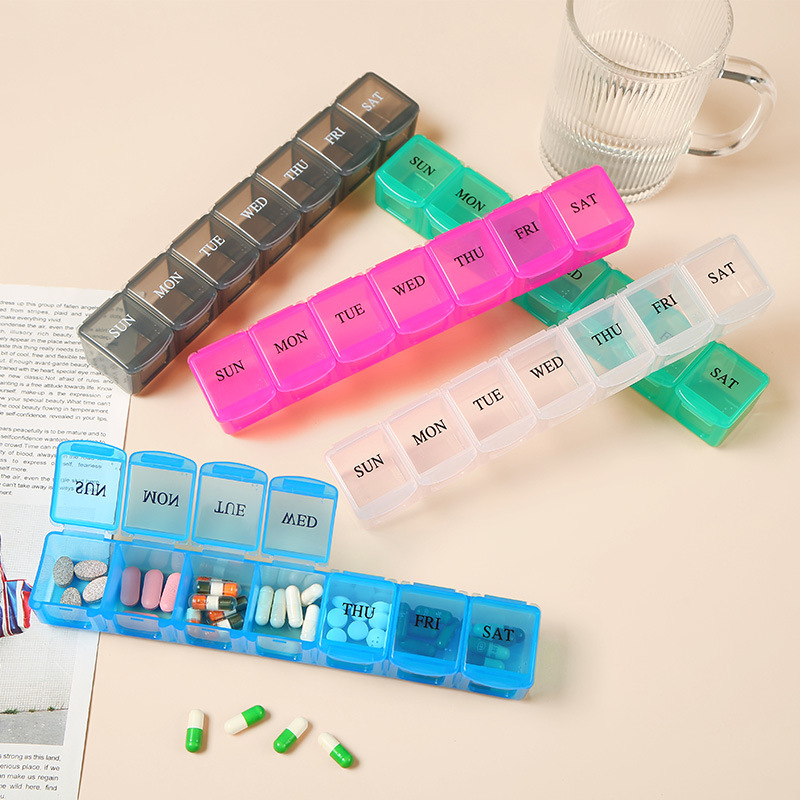 Spot Large One-week Seven-grid Transparent Pill Box Portable Plastic Pill Box Creative Home 7-day Small Pill Box