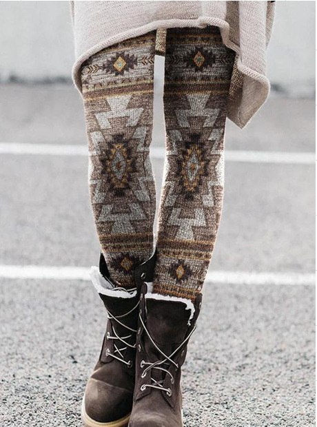 wish Amazon AliExpress cross-border European and American Foreign Trade women's multi-color printed elastic all-match bottoming pants