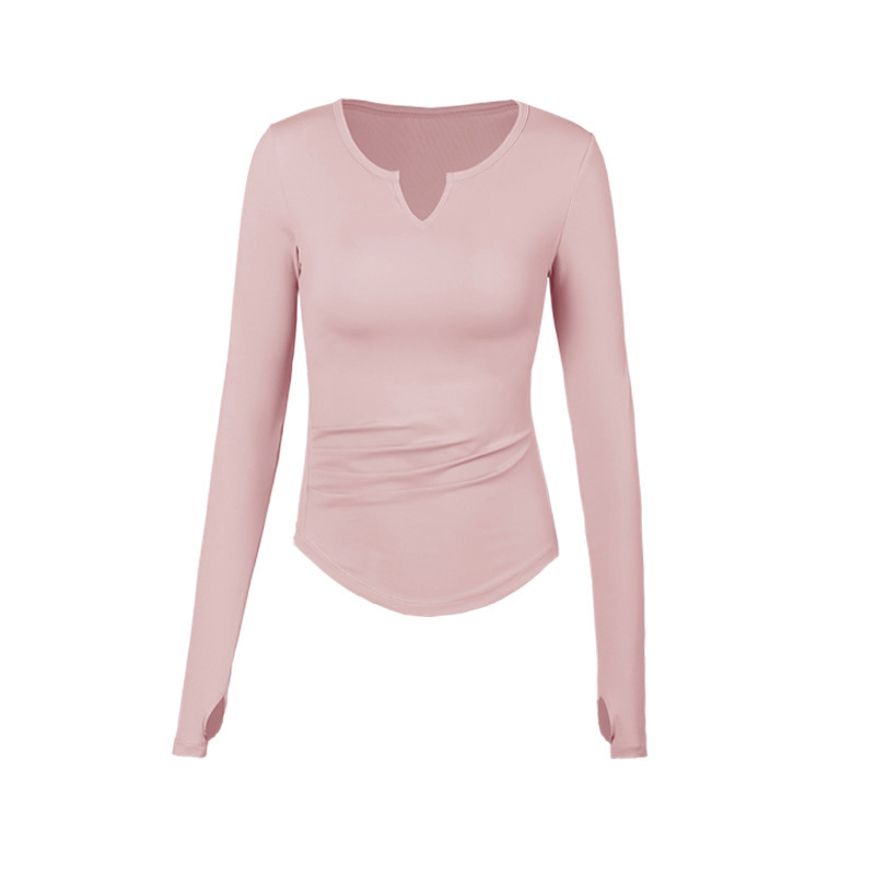 Fitness Top Women's V-neck Running Training Quick-drying Internet Popular Breathable Leisure Sports Long-sleeved T-shirt Slim-fit Yoga Clothes