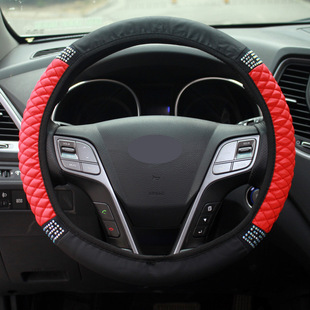 Cross-border car steering wheel cover elastic four-section colored diamond leather steering wheel cover elastic band without inner ring diamond handle cover