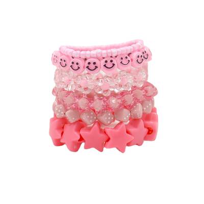 Original design dopamine pink six pieces handmade beaded bracelet set stars flower skull new bracelet