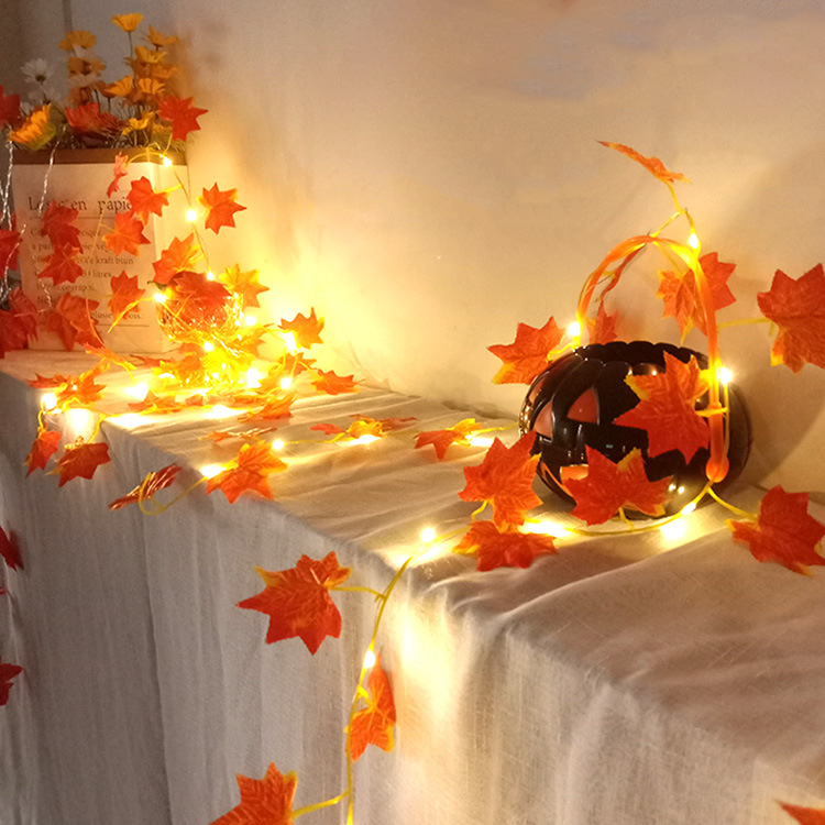LED Maple Leaf Light String, Outdoor Courtyard Decoration Willow Light String, New Model Grateful Maple Leaf Color Light, Solar Powered Light String