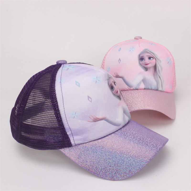ins cartoon baby girl hat ice and snow baseball cap summer sun hat mesh hat 2-6 years old children breathable peaked cap