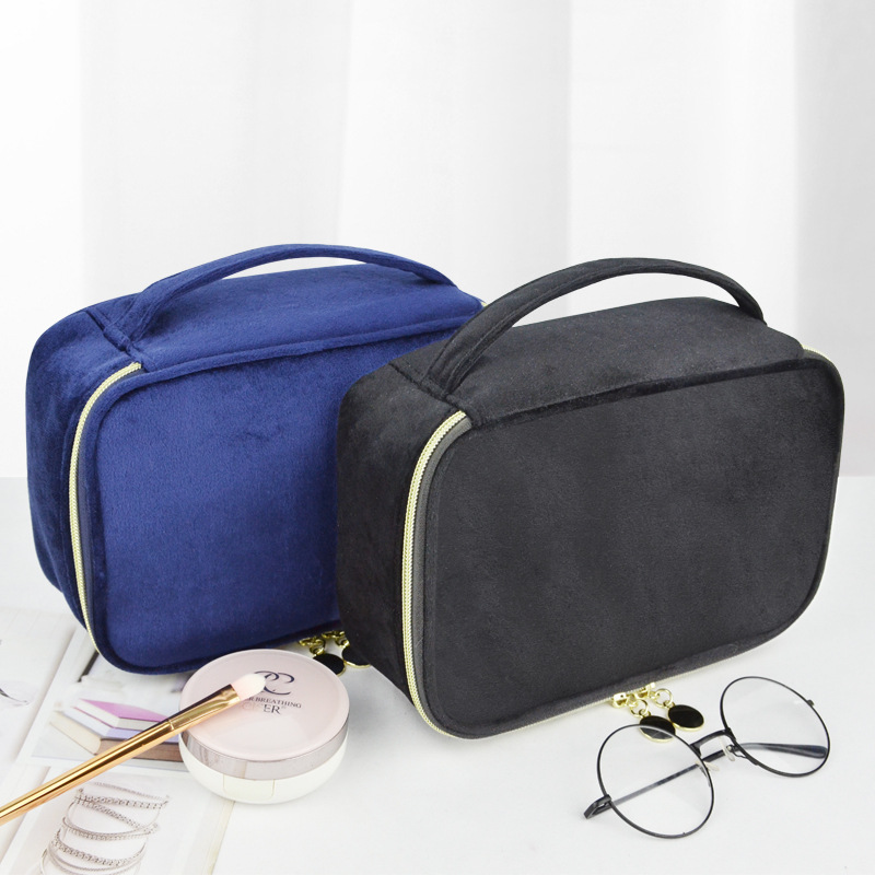 Velvet cloth cosmetic bag 2023 niche large capacity portable wash bag high-looking makeup tool storage bag