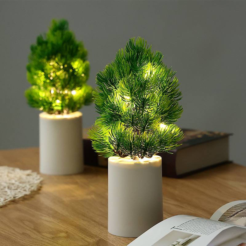 Christmas tree night light bedroom pine and cypress atmosphere light creative simulation bouquet night light home decoration desktop green plants