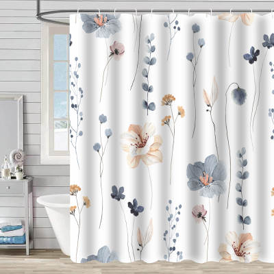 Waterproof Shower Curtain Amazon Explosion 3D Printing Tropical Jungle Plant Leaf Flower Season Polyester Shower Curtain with Hook