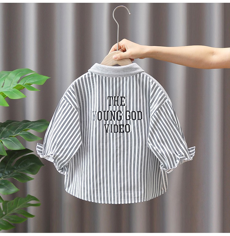 Boys' Shirt Spring and Autumn Casual Children's Autumn Long-sleeved Shirt 2023 New Style Stitching Fashionable Autumn Top for Baby Boys