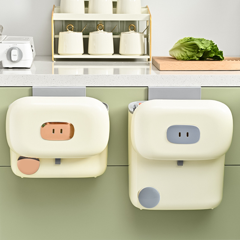 Cartoon Kitchen Trash Bin Wall-mounted Cabinet Door-mounted Barrel High-value Household Living Room Trash Bin with Lid Toilet