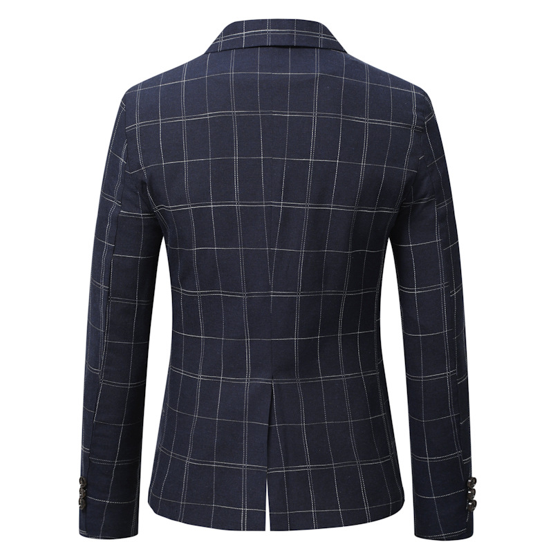 Cross-border 20242 new autumn and winter men's casual one button suit Korean slim plaid suit men's jacket