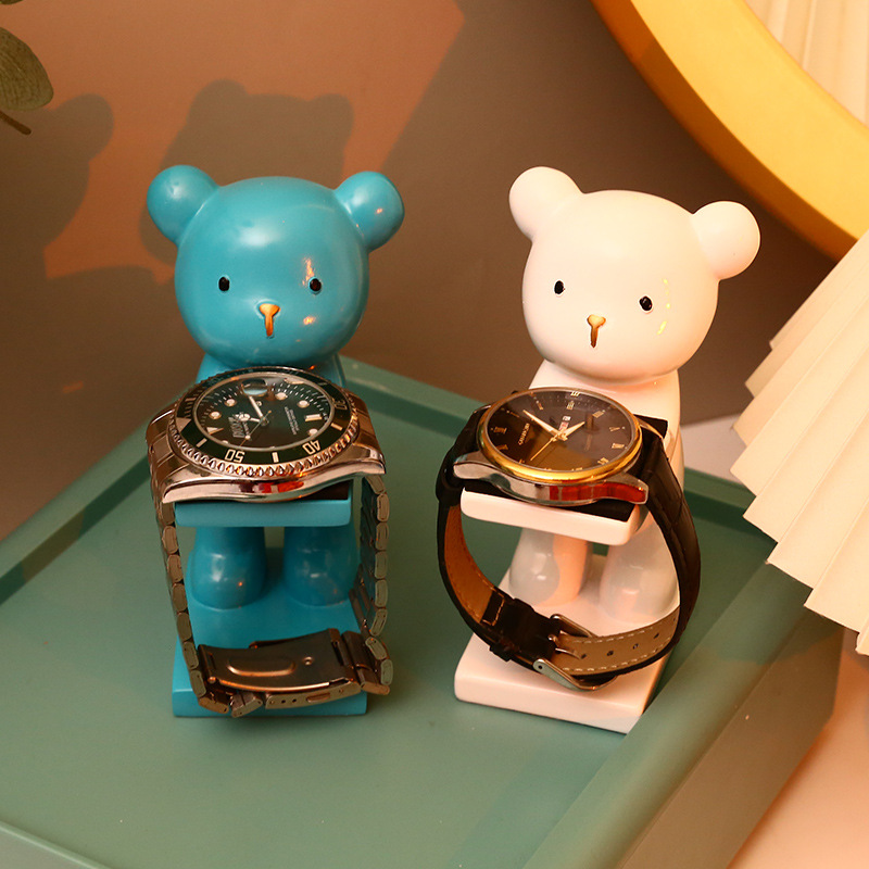 Watch Stand Creative Floor Bear Watch Ornaments Watch Stand Jewelry Ring Storage Tray Display Bracket for Home