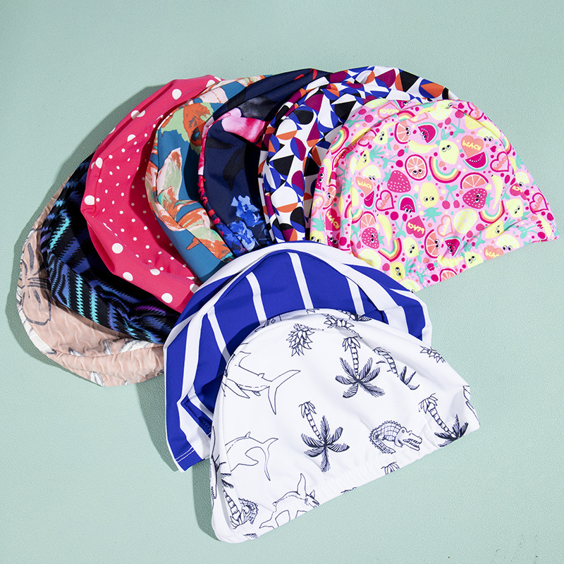 Polyester cloth swimming cap high stretch adult universal color independent packaging cardboard hot spring swimming cap