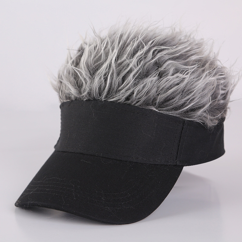 Cross-border new wig baseball cap sun-proof couple wig integrated hat hip hop hat funny peaked cap