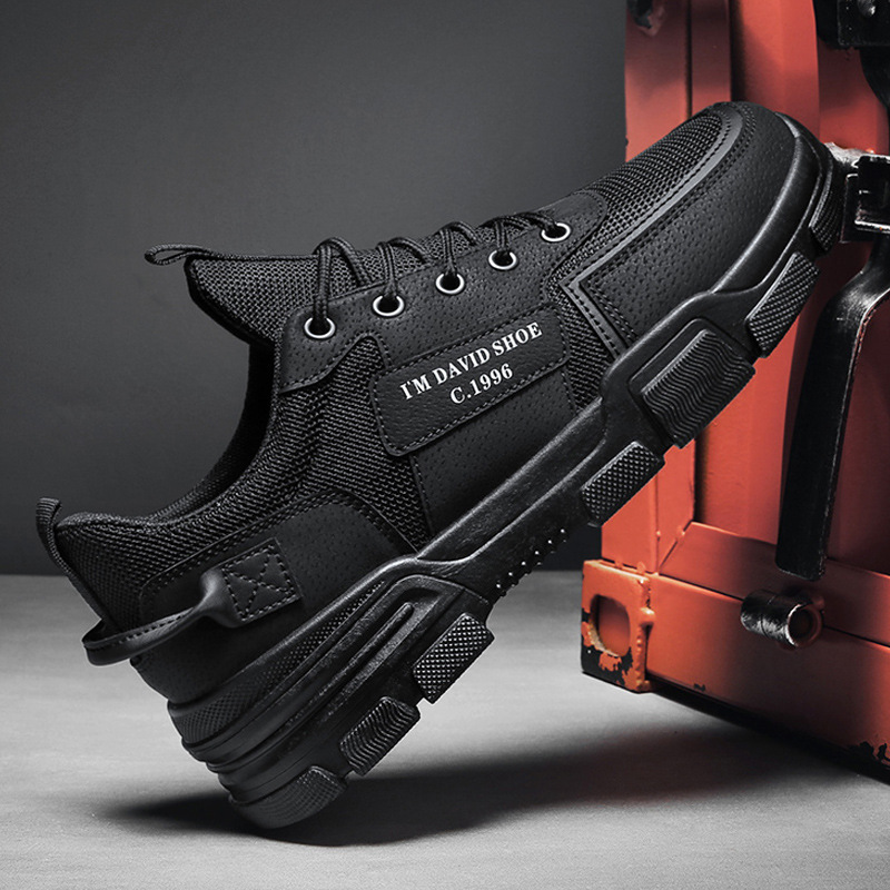 2024 Men's Shoes Outdoor Non-slip Light Work Wear-resistant Black Sneakers Trendy Sports Casual Breathable Labor Protection Trendy Shoes