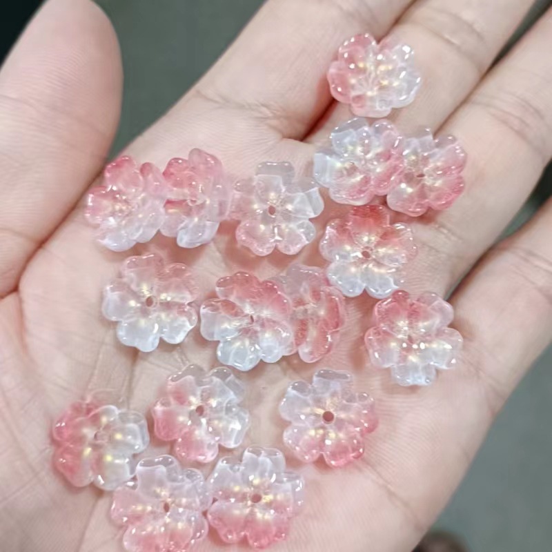 Factory Direct supply diy jewelry accessories Junzi flower glass petals five-petal work plum blossom ancient style flower material wholesale