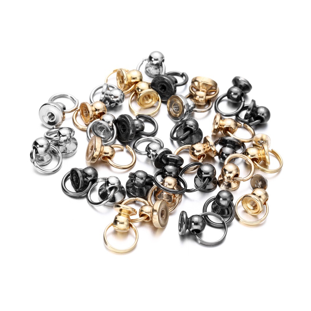 In stock zinc alloy with ring Heshang head nipple nail mobile phone shell accessories decorative nail doll hanging ring rotating Heshang head