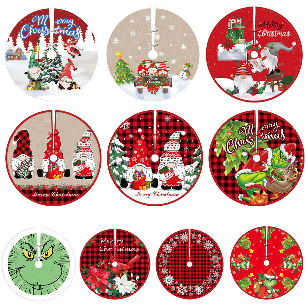 Christmas decorations cartoon printed cute pattern 90CM doll tree skirt Christmas tree bottom apron dress