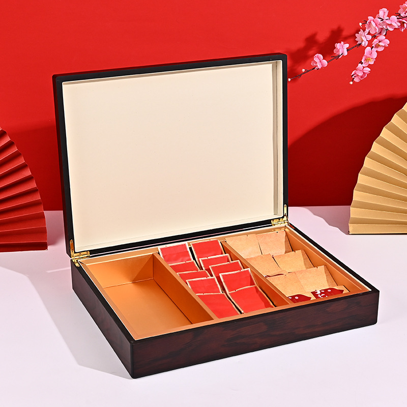 High-grade Ebony small pot tea box wooden Dahongpao rock tea cinnamon packaging box tea wooden box gift box
