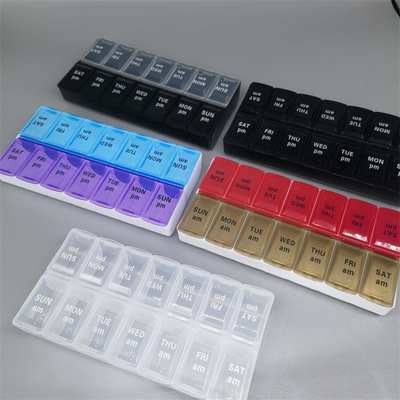 Pill box manufacturer large and small double row 14 storage box with Braille Week pill box plastic pill box products